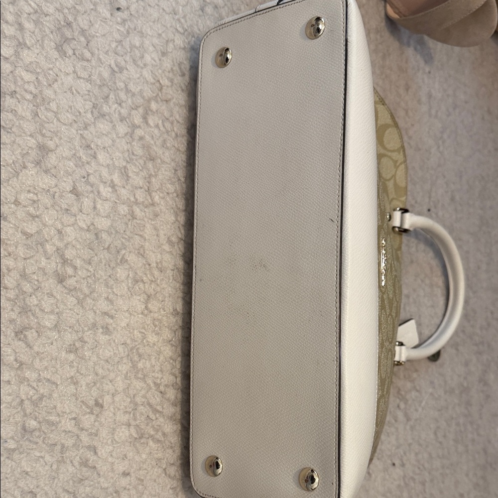 Coach Tan and White Signature Satchel - Picture 2 of 5